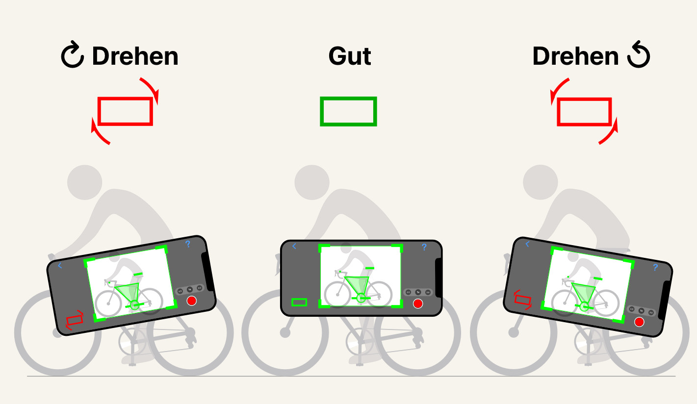 Halten Sie das Telefon gerade. Rechtwinklig, nicht gekippt. Eine gedrehte Kamera verfälscht jeden Winkel, den die App misst.