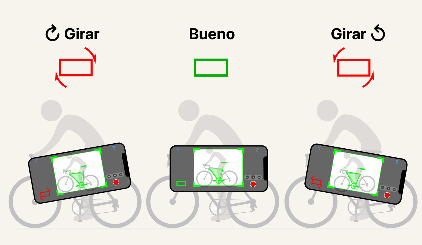 Mantén el teléfono nivelado. Sujétalo recto, sin inclinarlo. Una cámara girada estropea todos los ángulos que mide la app.