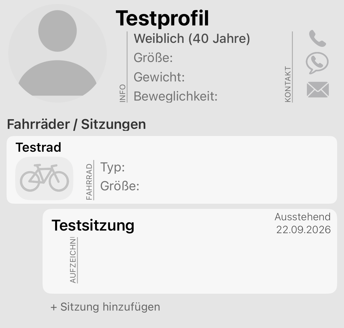 Die Seite des Fahrers. Jedes Fahrrad steht unter dem Fahrer und jede Sitzung unter dem Fahrrad, zu dem sie gehört.