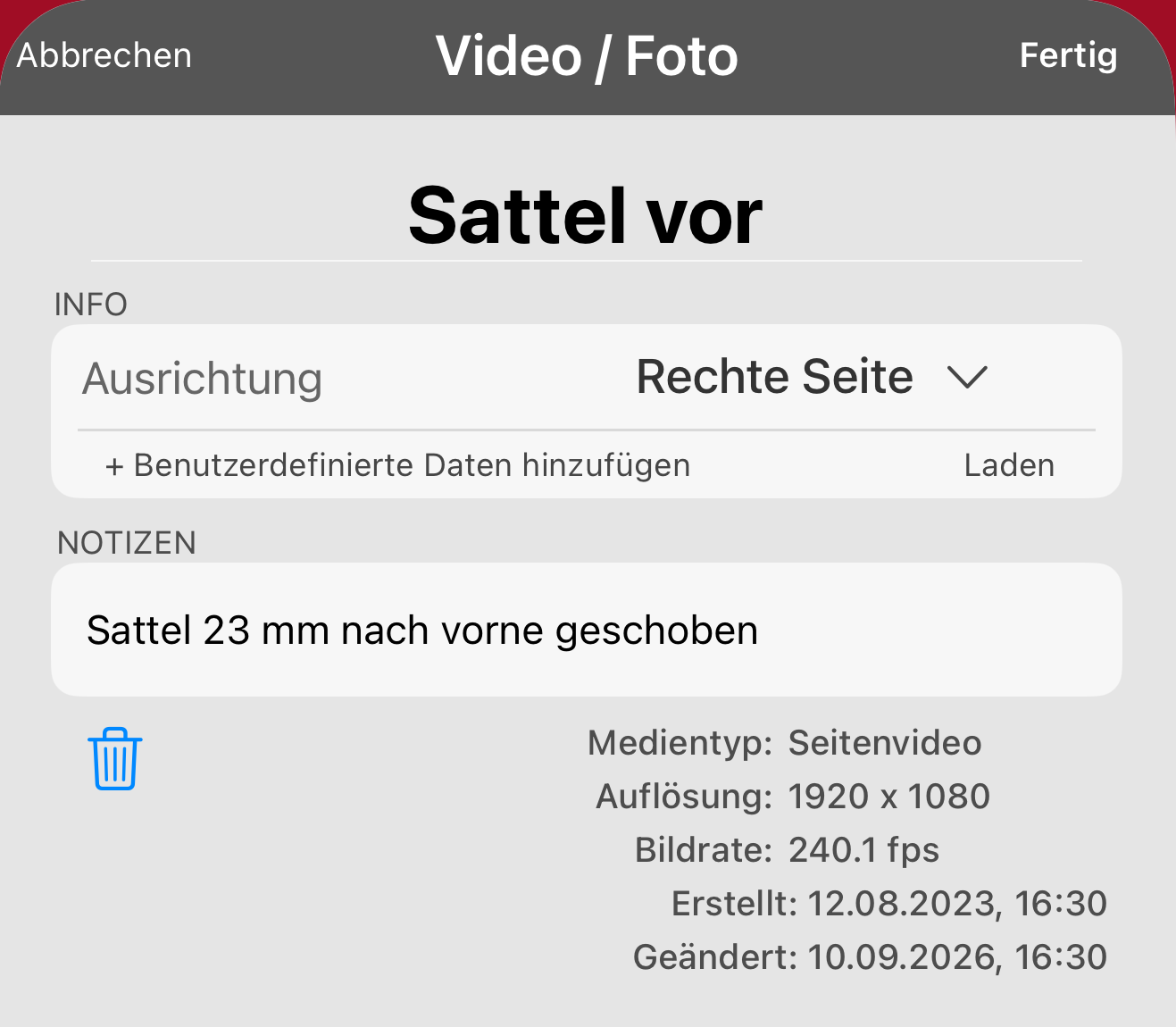 Eine Aufzeichnung benennen und notieren, was sich geändert hat.