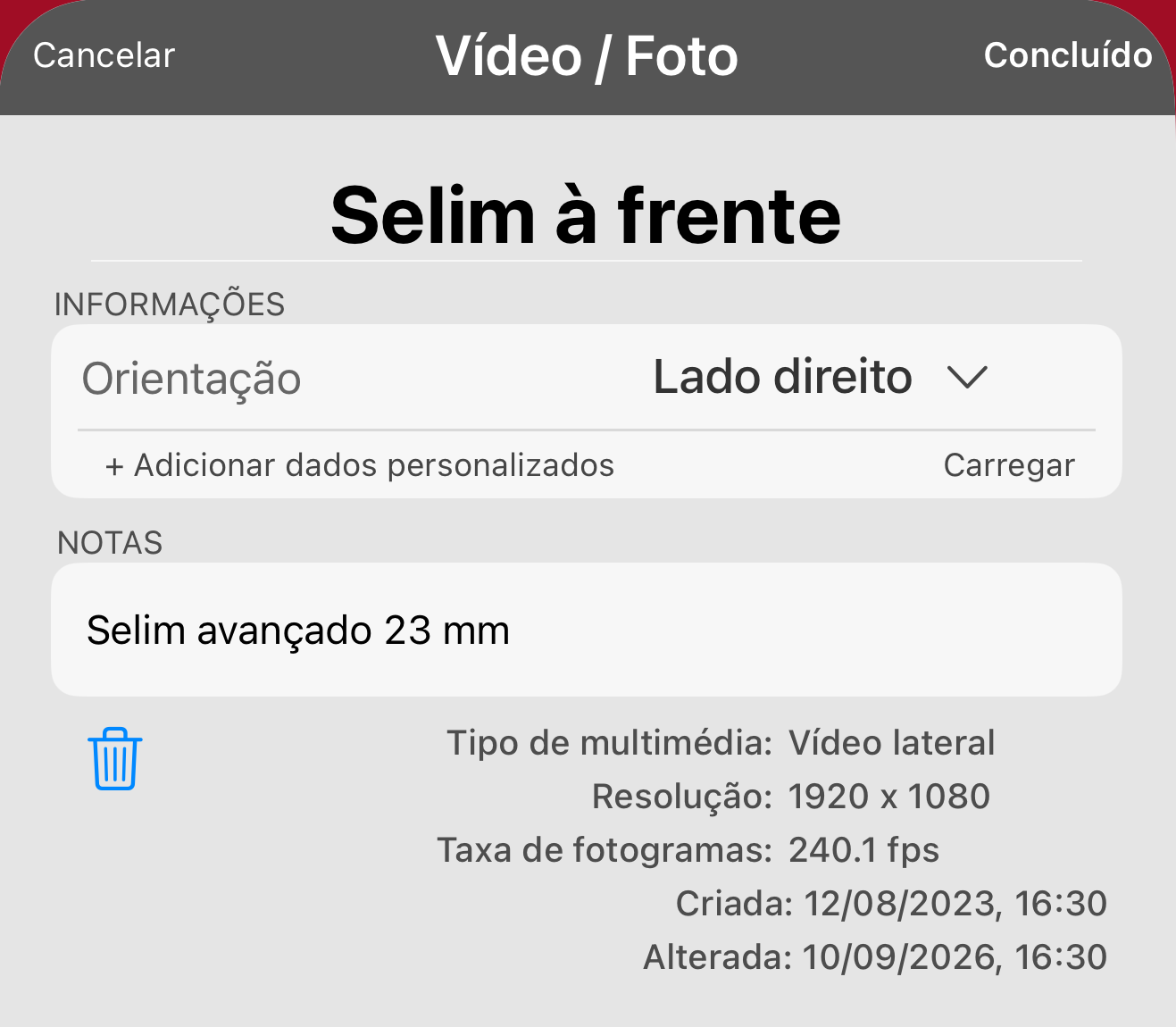 Dar um nome a uma gravação e anotar o que mudou.